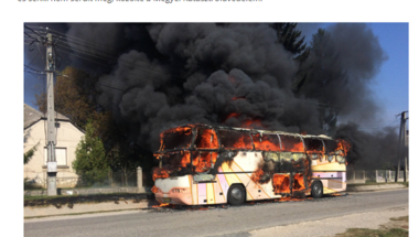 Kiégett egy autóbusz Csetényben