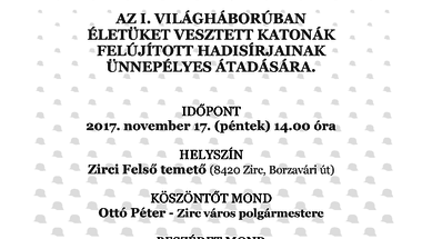 Az I. Világháborúban életüket vesztett katonák felújított hadisírjainak ünnepélyes átadása