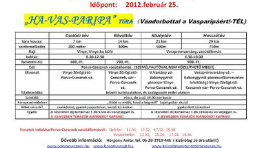 "HA-VAS-PARIPA" emlékeztető: szombat, február 25