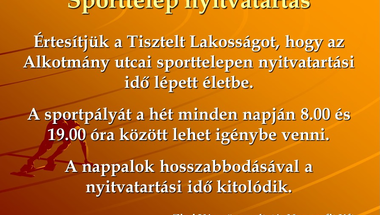 Tájékoztatás a sporttelep nyitvatartásáról