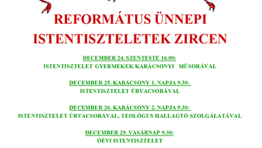 Református ünnepi istentiszteletek