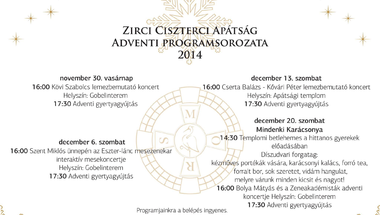 Az apátság adventi programsorozata