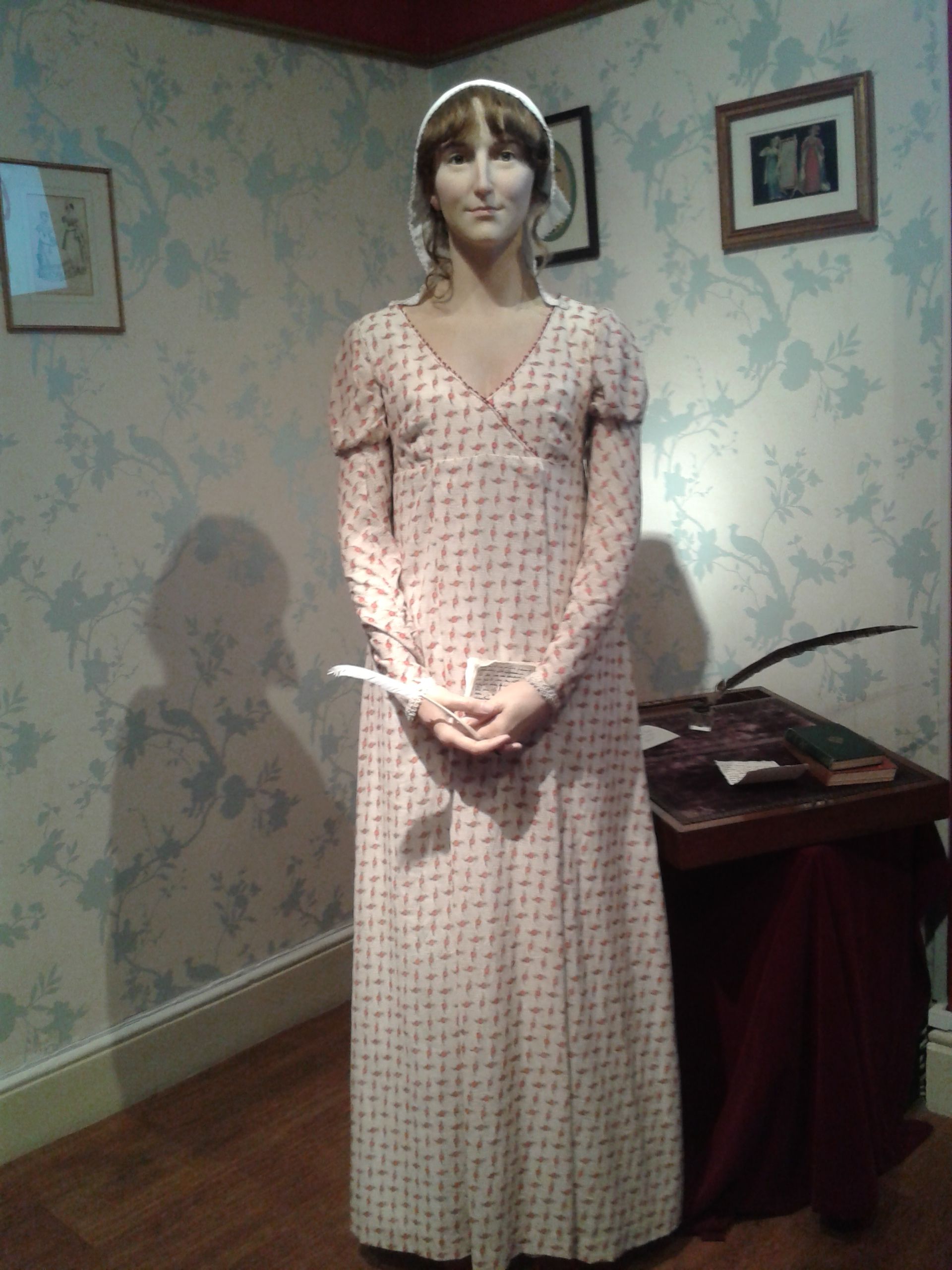 Jane Austen viaszbábu, a portrékhoz képest jelentősen csinosabbnak, szebbnek  ábrázolva, szerintem...